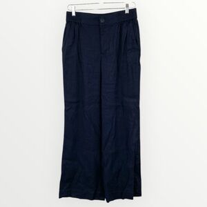 Cabi Finale‎ Trouser #6425 Women’s Small Navy Blue Pleated Linen Blend Wide Leg